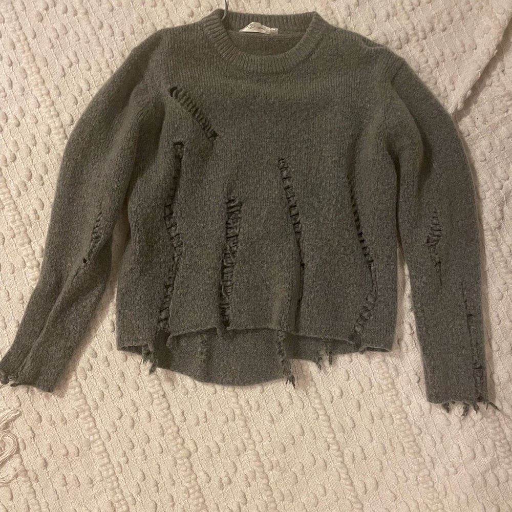 RD Style Charcoal Distressed Sweater